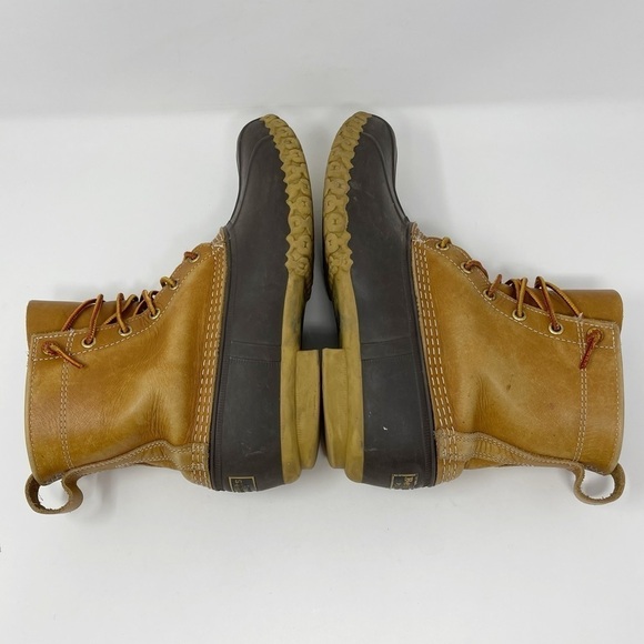 Vintage LL Bean Brown Leather Lace Up Unlined Hunting Ankle Duck Boots - Picture 8 of 11